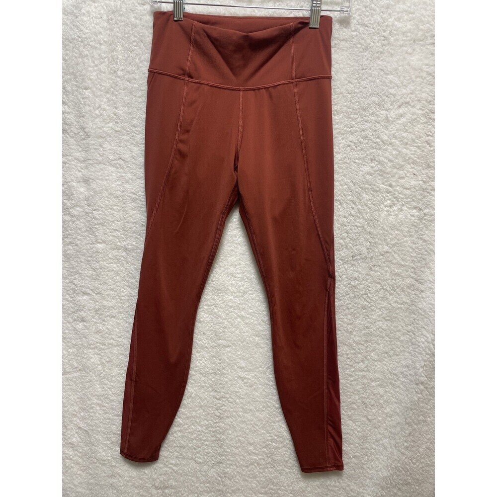 Athleta Lightening‎ 7/8 Tight Size Small Tall Rust Red Leggings Logo Pocket